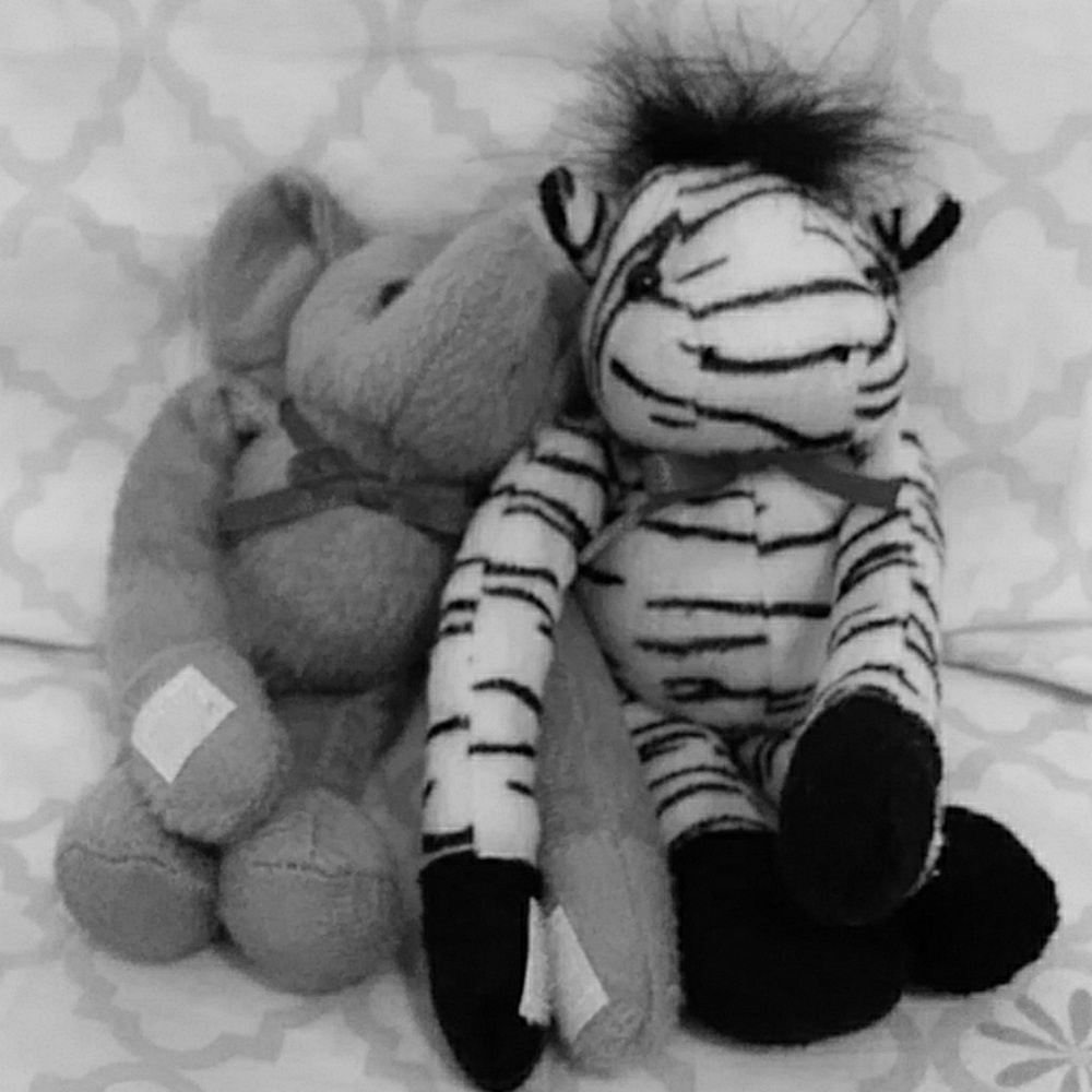 Elephant and Zebra stuffed animals